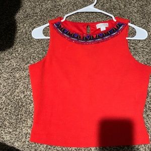 ❤️Bisou Bisou Red Embellished Crop Top❤️